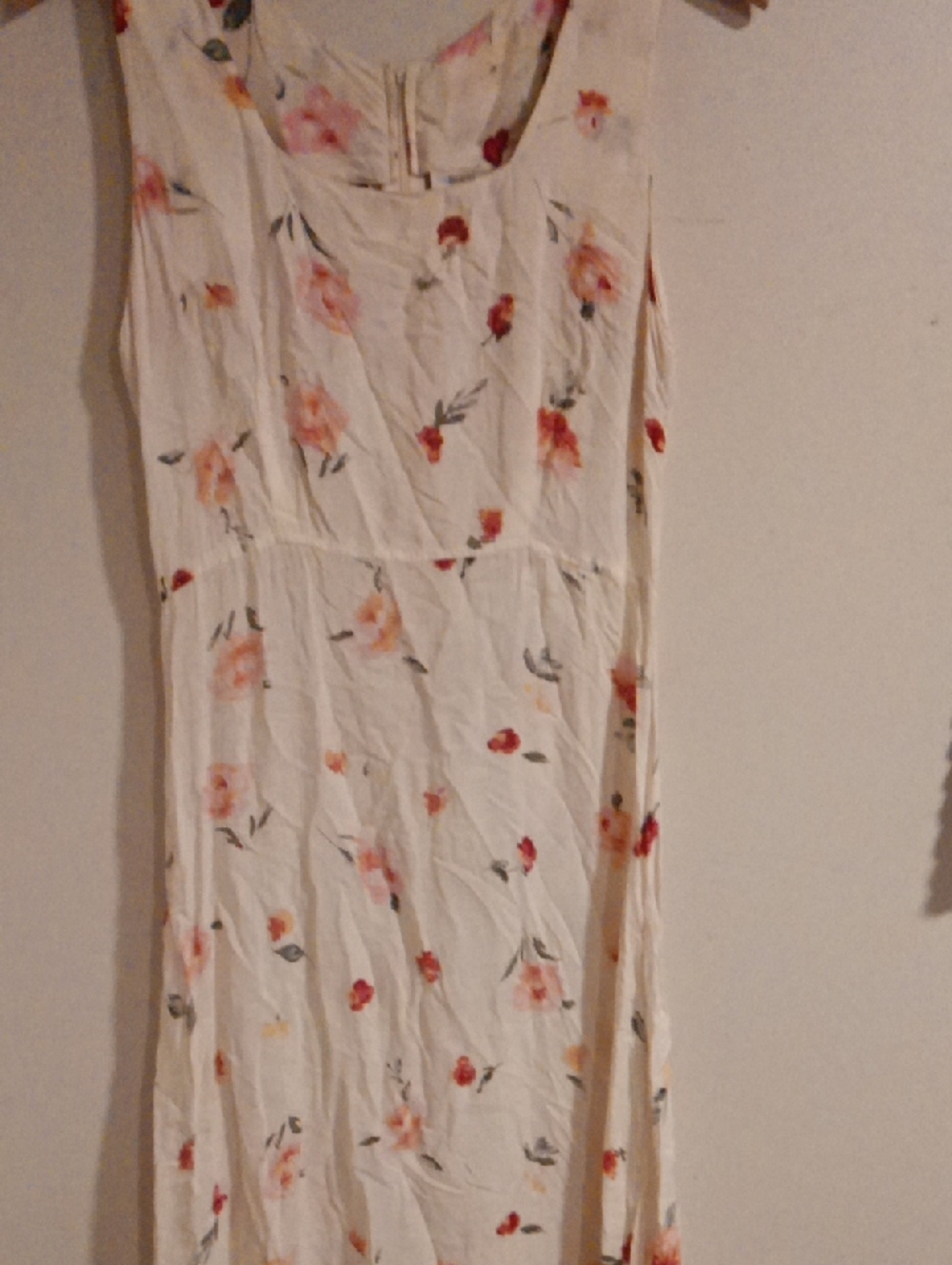 Sleeveless Cream Floral Midi Dress - Lightweight Summer Style